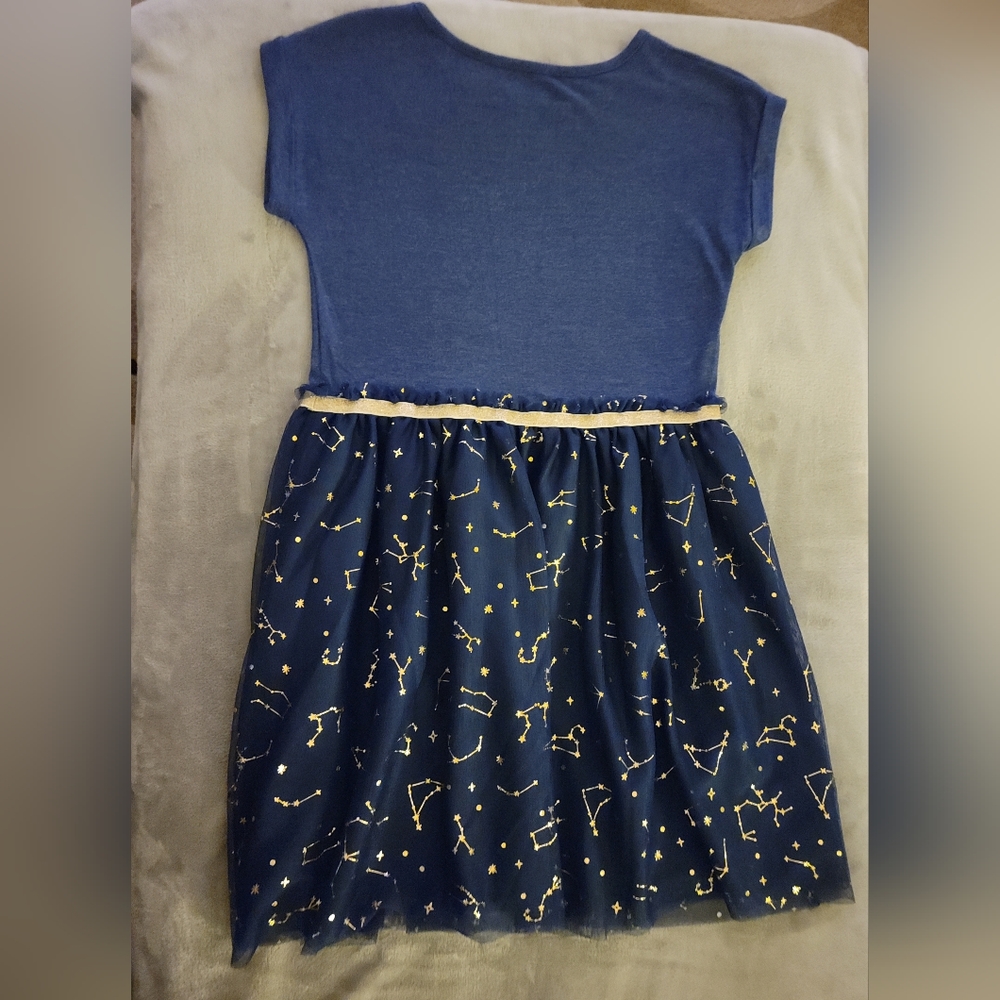 Cat & Jack Girls L (10/12) Navy Blue/Gold Celestial Dress